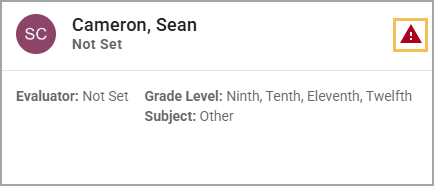 Profile information for a staff member, showing the Process Not Set icon.